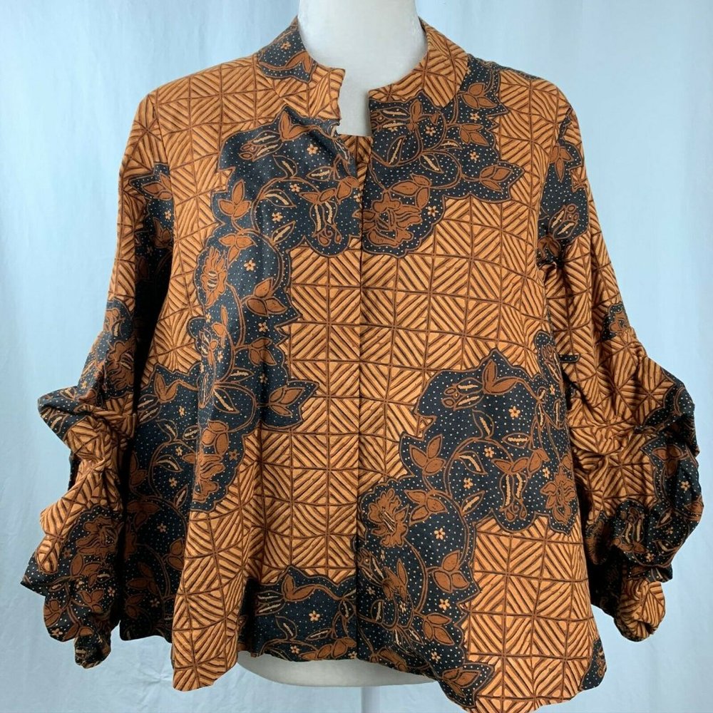 Rasyidin African Tribal Print Top L Brown Ankara